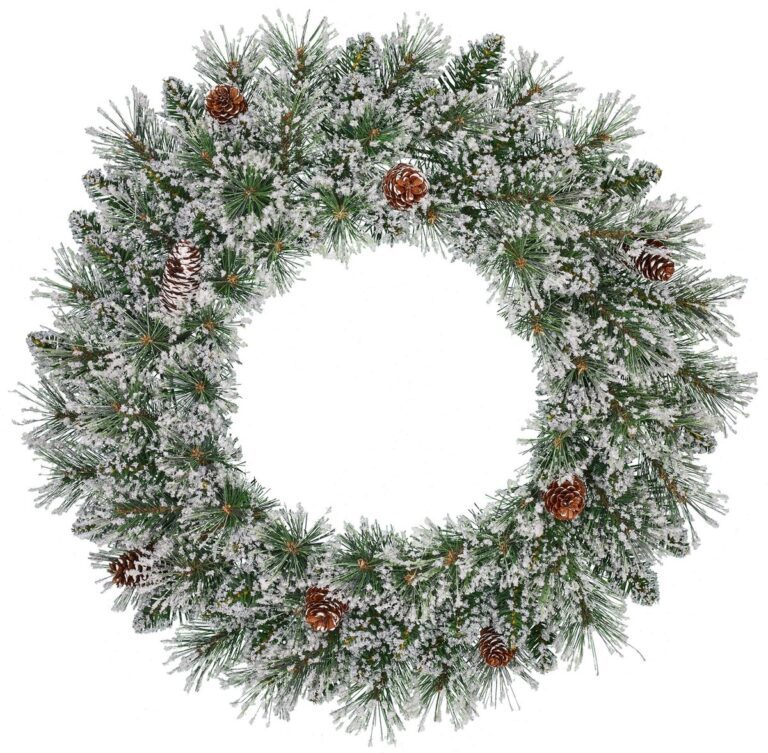 8720362249825 1 Vandans 60cm Green Frosted Christmas Wreath.jpg
